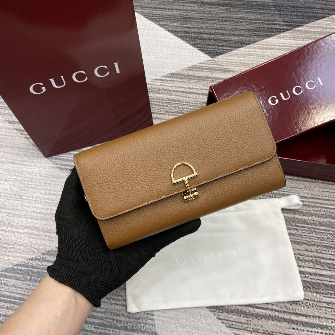 Gucci 828147 Gucci Softbit Continental Wallet Brown - Default Title - View 1