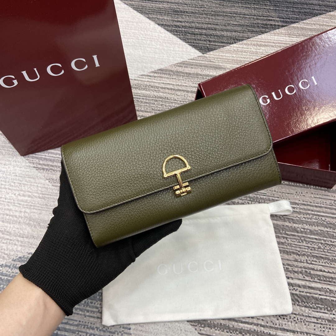 Gucci 828147 Gucci Softbit Continental Wallet Dark Green - Default Title - View 1