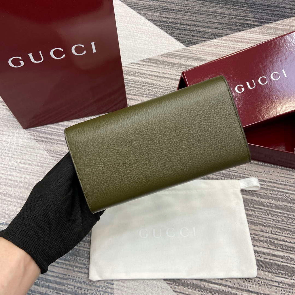 Gucci 828147 Gucci Softbit Continental Wallet Dark Green