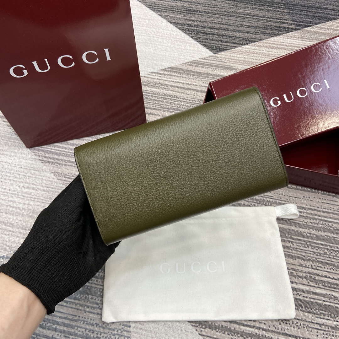 Gucci 828147 Gucci Softbit Continental Wallet Dark Green