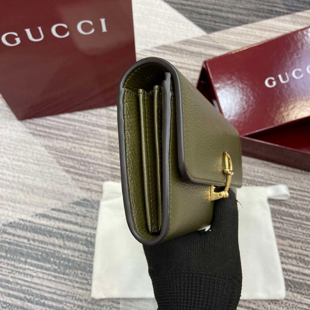 Gucci 828147 Gucci Softbit Continental Wallet Dark Green