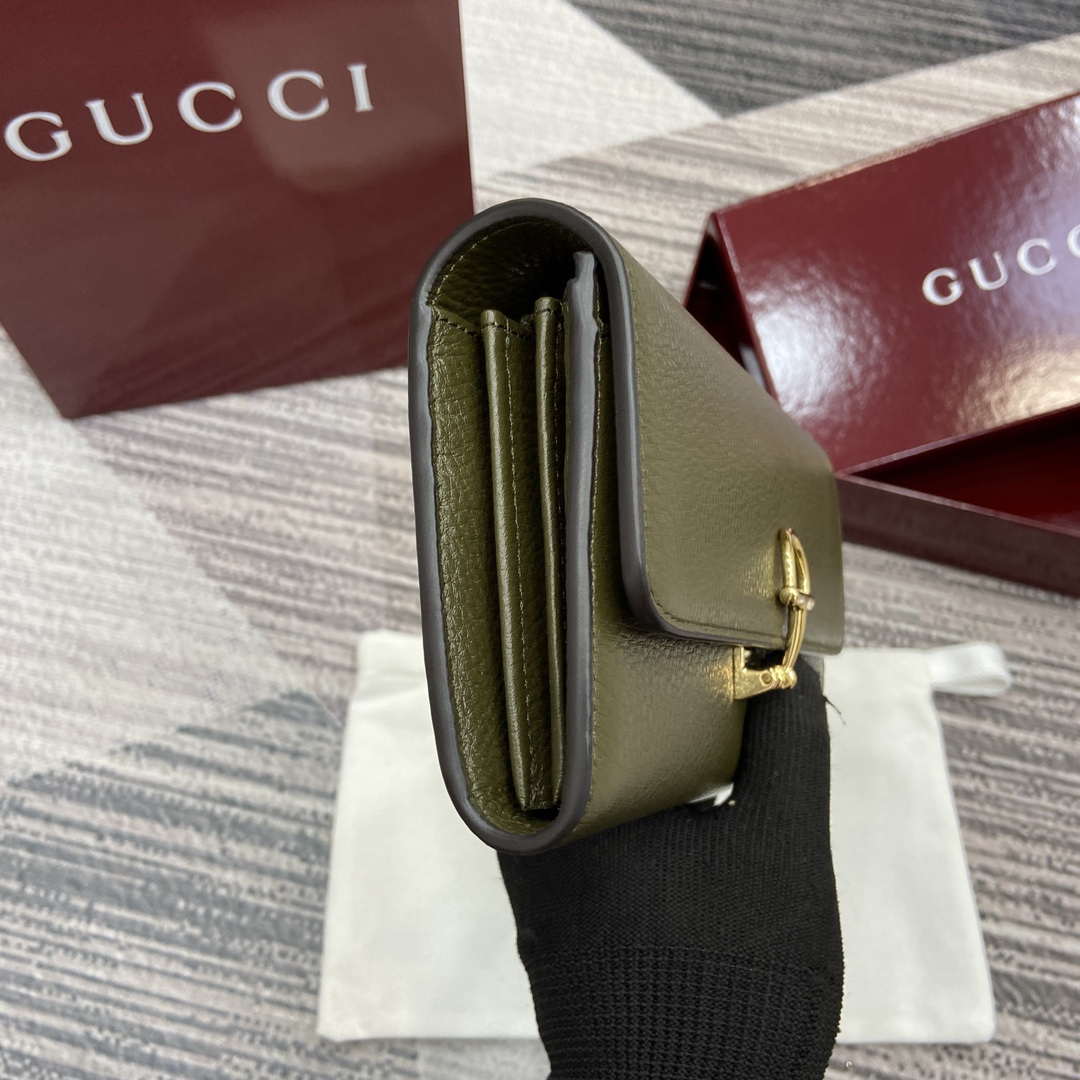 Gucci 828147 Gucci Softbit Continental Wallet Dark Green