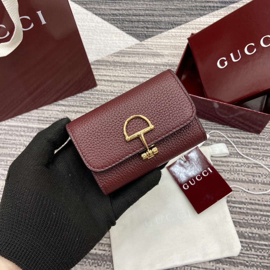 Gucci 828148 Gucci Softbit Card Case Ancora red - Default Title - View 1