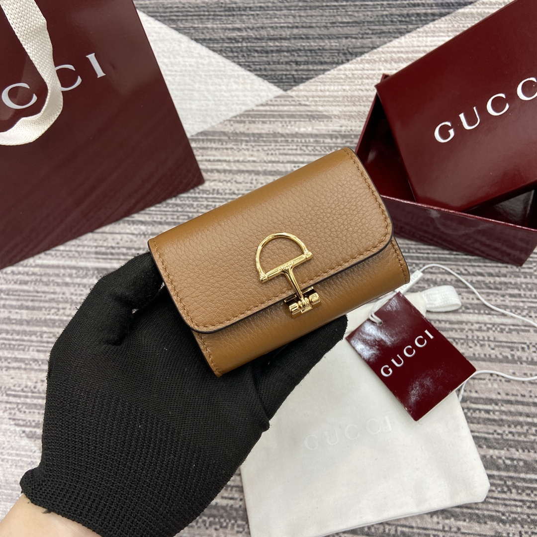Gucci 828148 Gucci Softbit Card Case Brown - Default Title - View 1