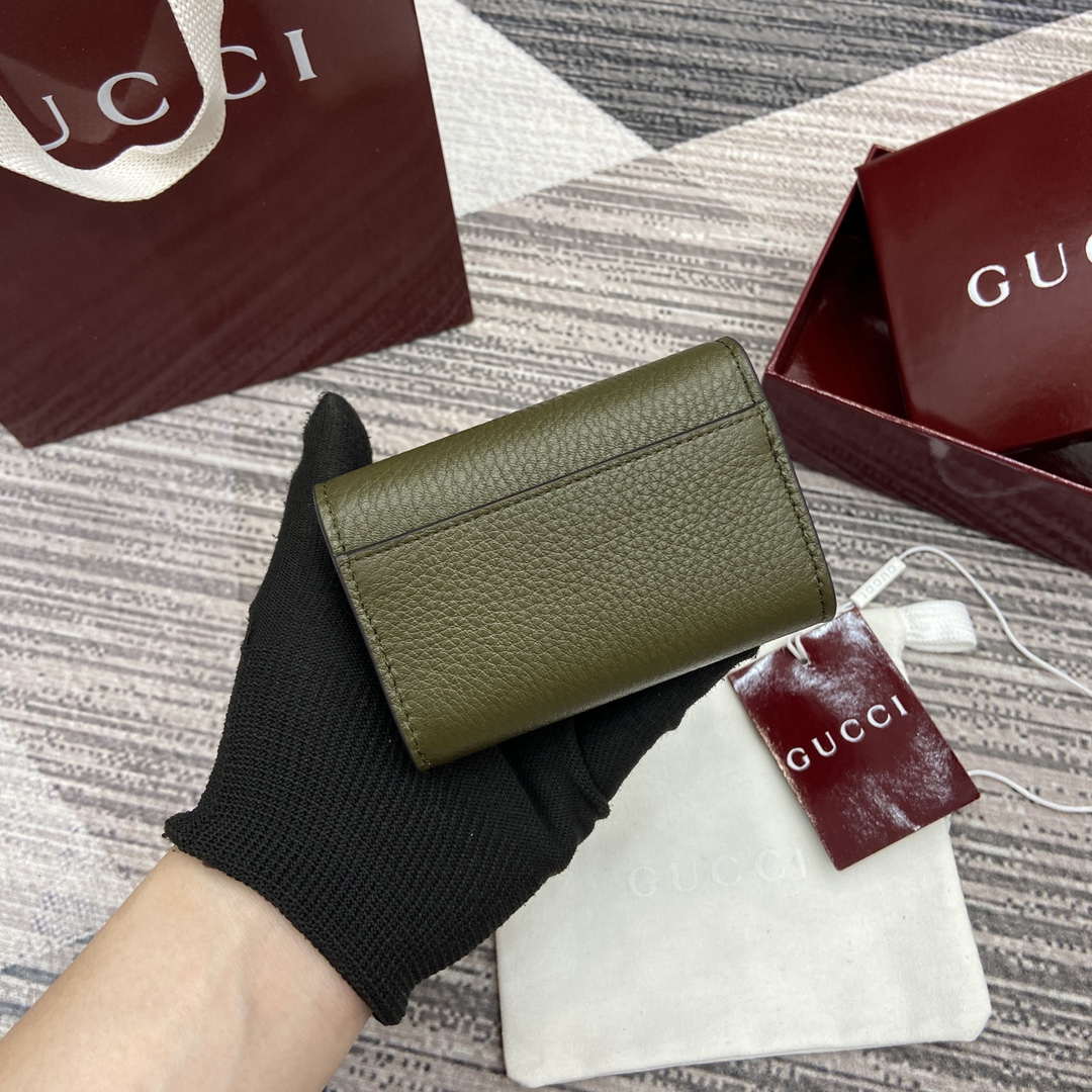 Gucci 828148 Gucci Softbit Card Case Dark Green