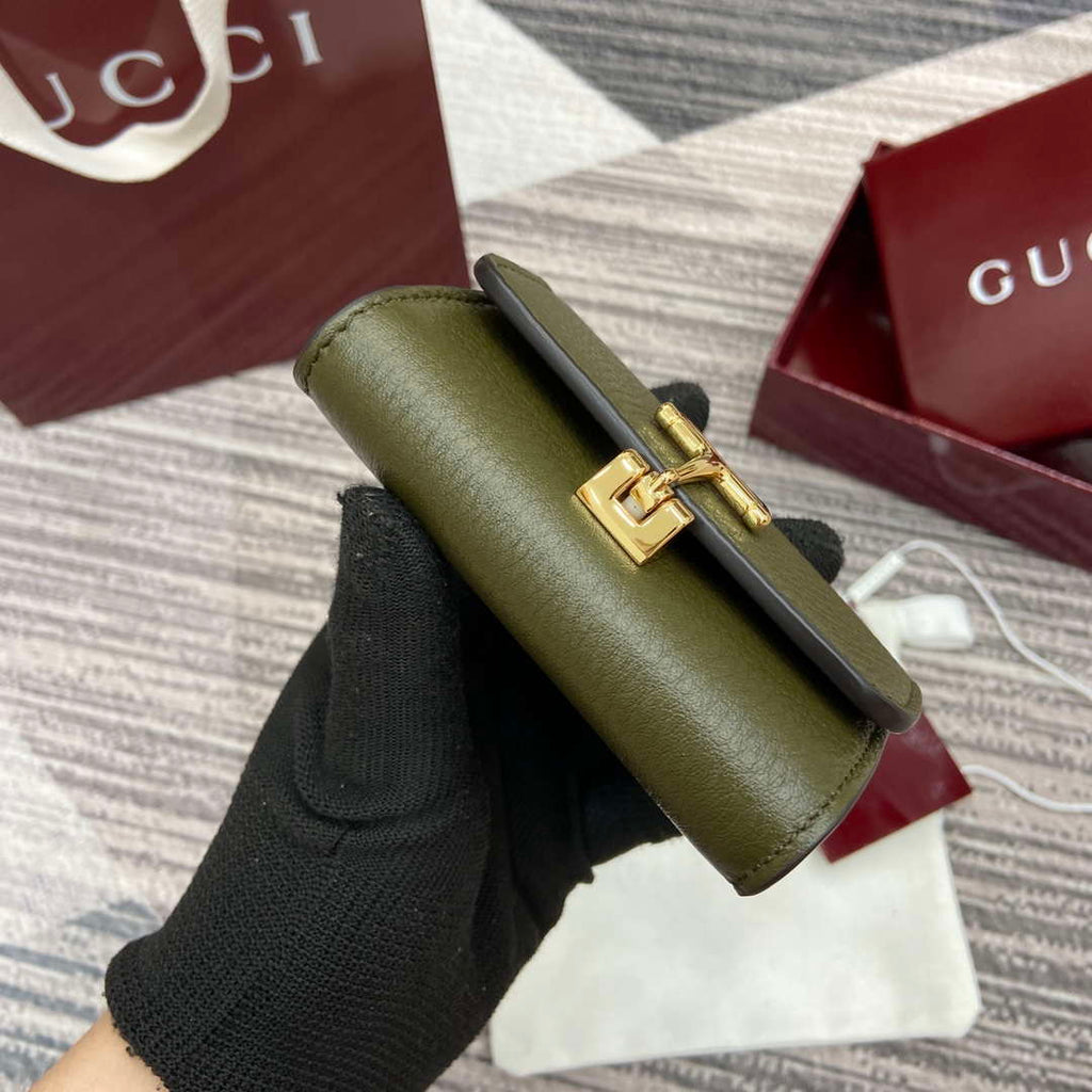 Gucci 828148 Gucci Softbit Card Case Dark Green