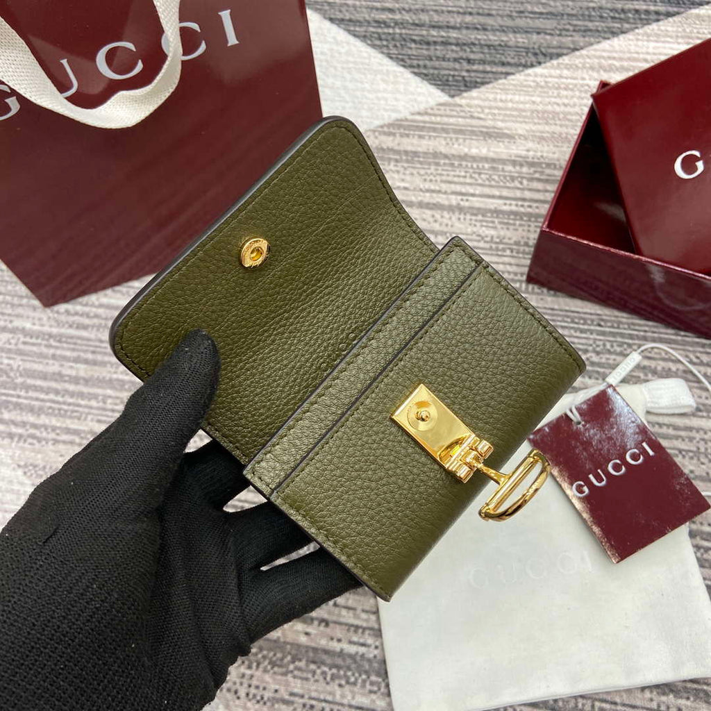 Gucci 828148 Gucci Softbit Card Case Dark Green