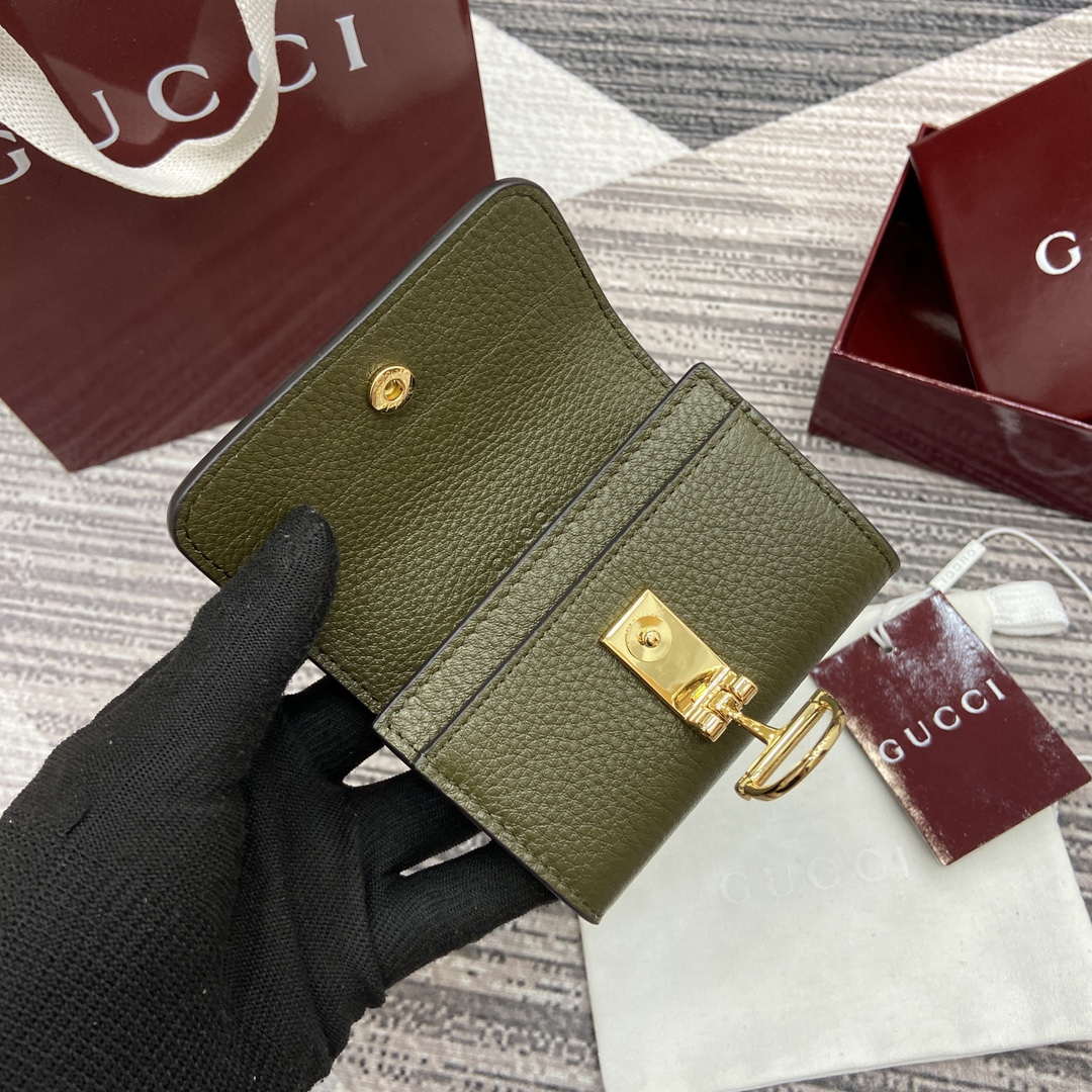 Gucci 828148 Gucci Softbit Card Case Dark Green