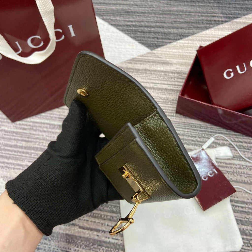 Gucci 828148 Gucci Softbit Card Case Dark Green