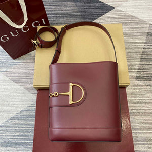 Gucci 833660 Gucci 73 Medium Bucket Bag Ancora Red smooth leather - Default Title - View 1