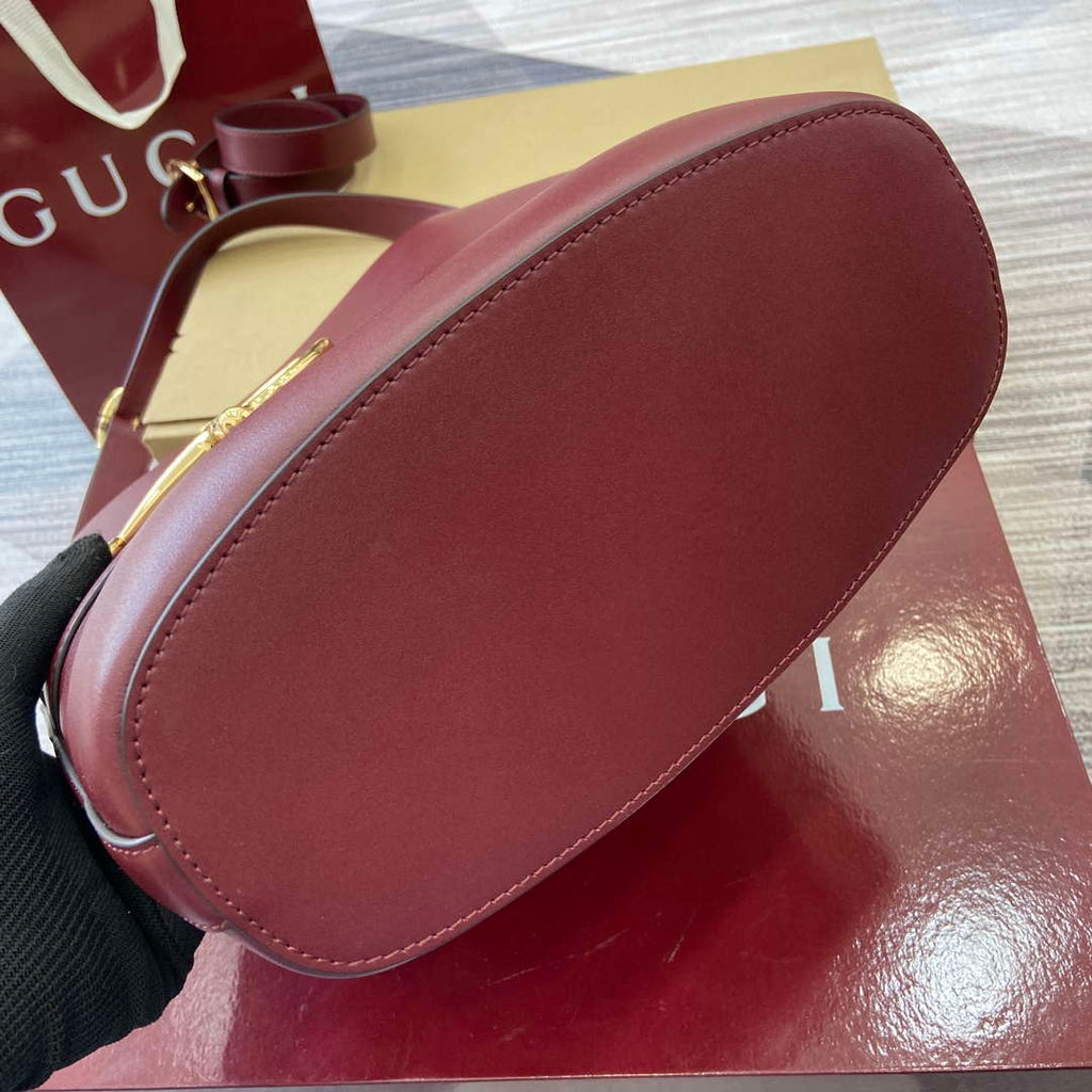 Gucci 833660 Gucci 73 Medium Bucket Bag Ancora Red smooth leather