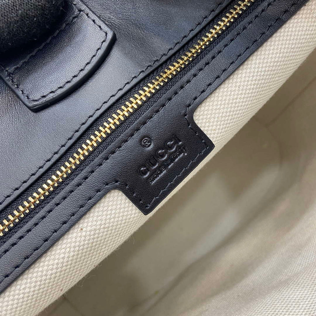 Gucci 833660 Gucci 73 Medium Bucket Bag Black smooth leather