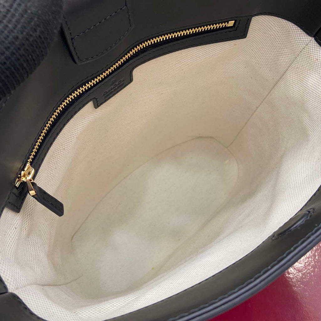Gucci 833660 Gucci 73 Medium Bucket Bag Black smooth leather