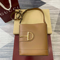 Gucci 833660 Gucci 73 Medium Bucket Bag Brown smooth leather - Default Title - View 1
