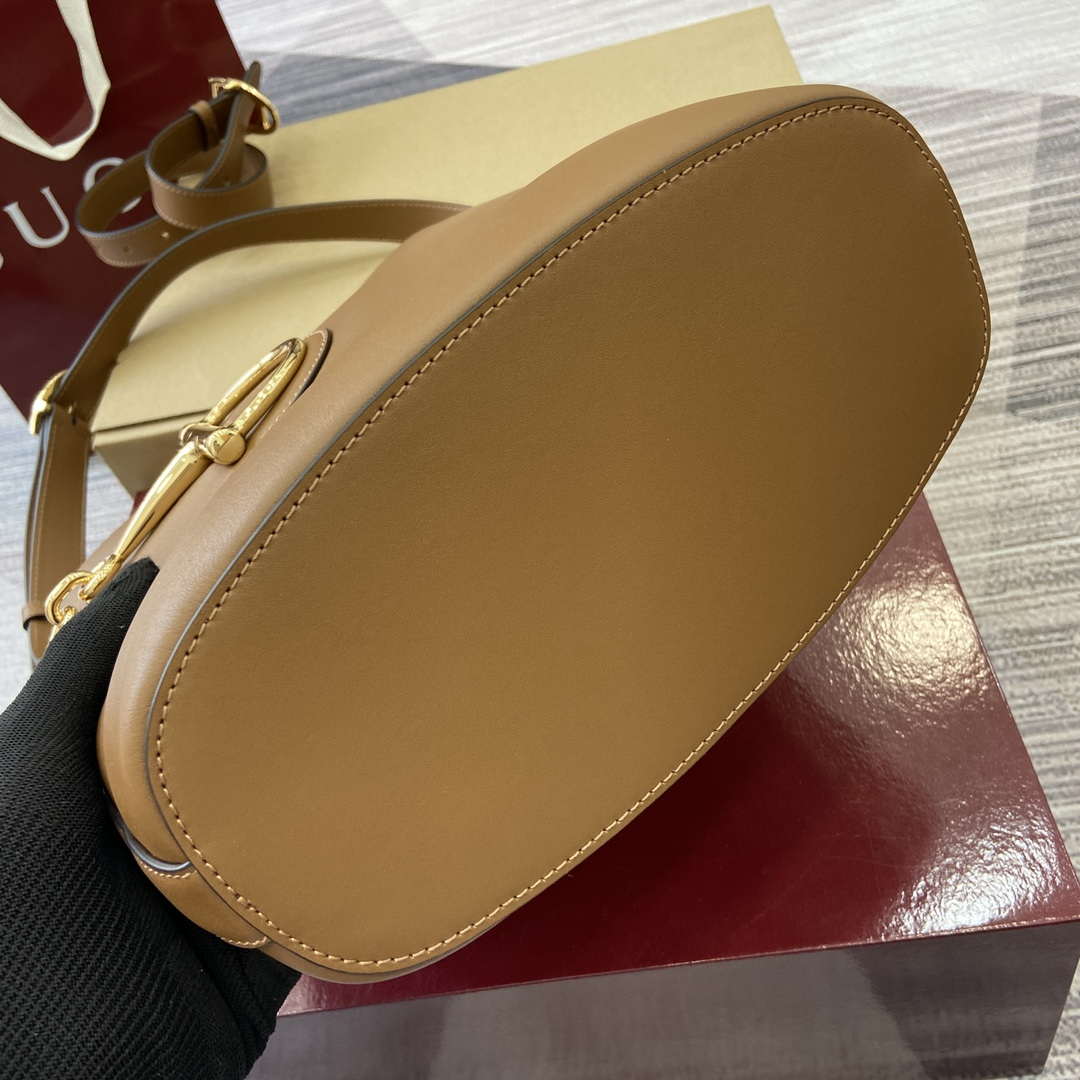 Gucci 833660 Gucci 73 Medium Bucket Bag Brown smooth leather - Default Title - View 11