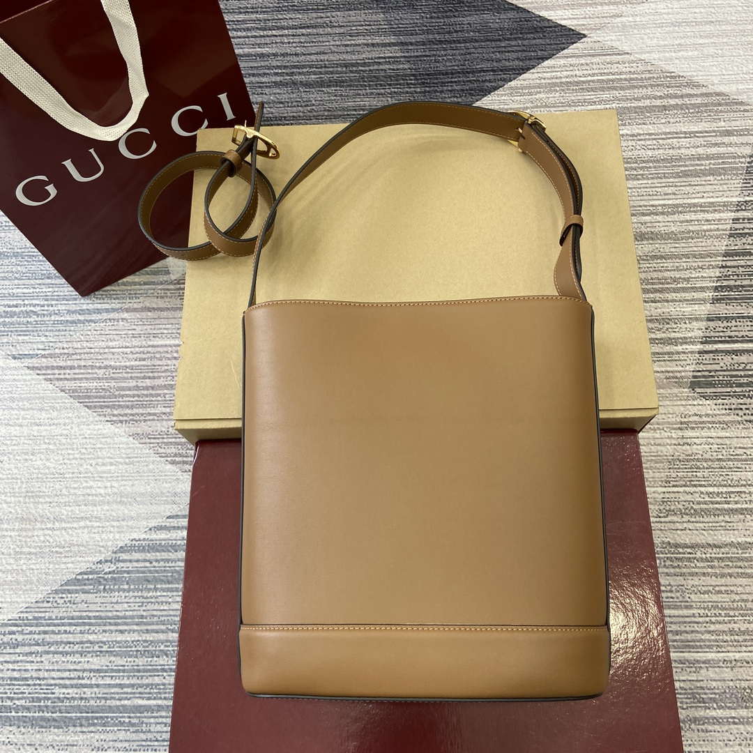 Gucci 833660 Gucci 73 Medium Bucket Bag Brown smooth leather