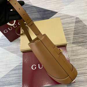 Gucci 833660 Gucci 73 Medium Bucket Bag Brown smooth leather - Default Title - View 3