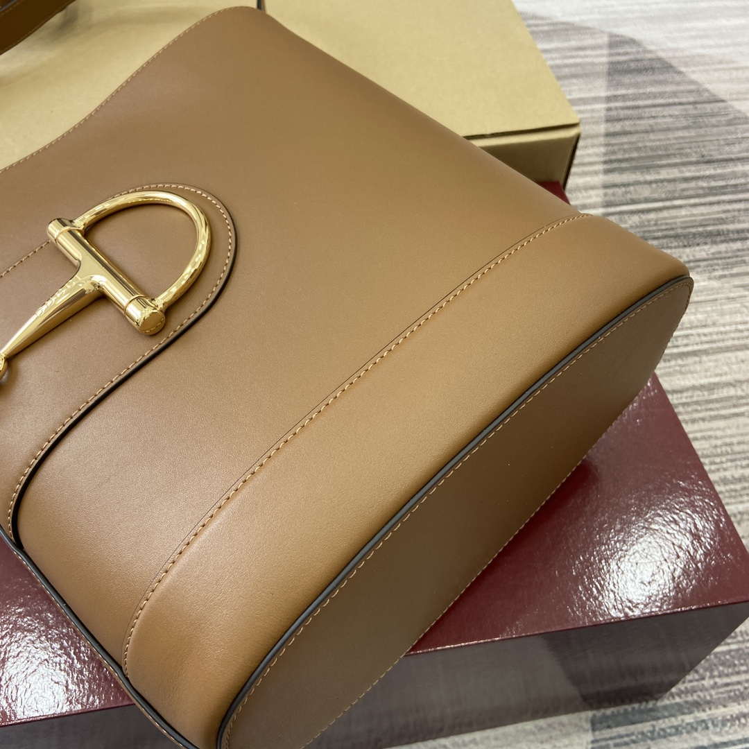 Gucci 833660 Gucci 73 Medium Bucket Bag Brown smooth leather - Default Title - View 8