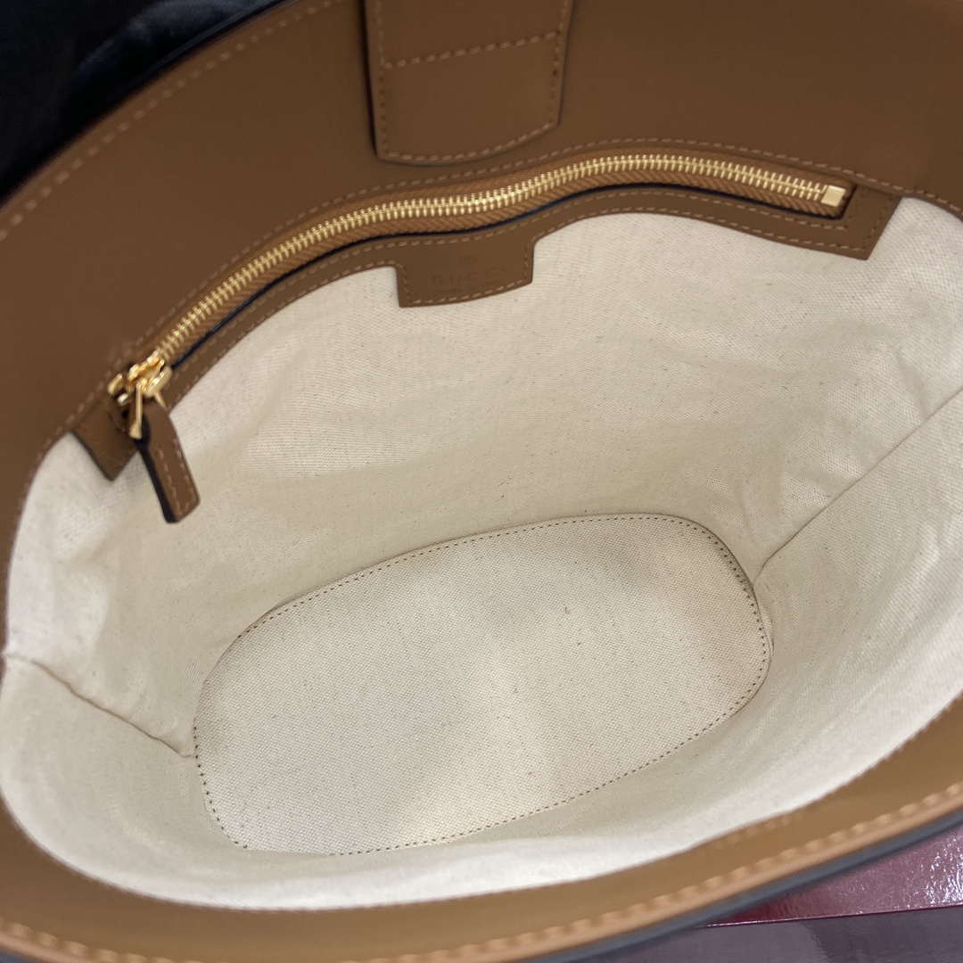 Gucci 833660 Gucci 73 Medium Bucket Bag Brown smooth leather - Default Title - View 9