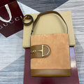 Gucci 833660 Gucci 73 Medium Bucket Bag Brown Suede - Default Title - View 1