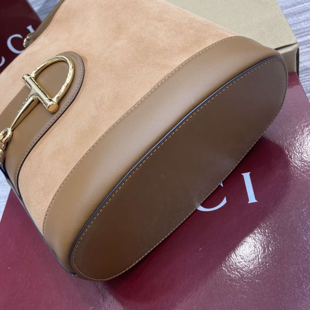 Gucci 833660 Gucci 73 Medium Bucket Bag Brown Suede - Default Title - View 10