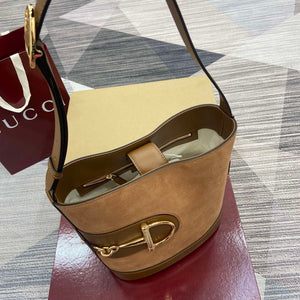 Gucci 833660 Gucci 73 Medium Bucket Bag Brown Suede - Default Title - View 4