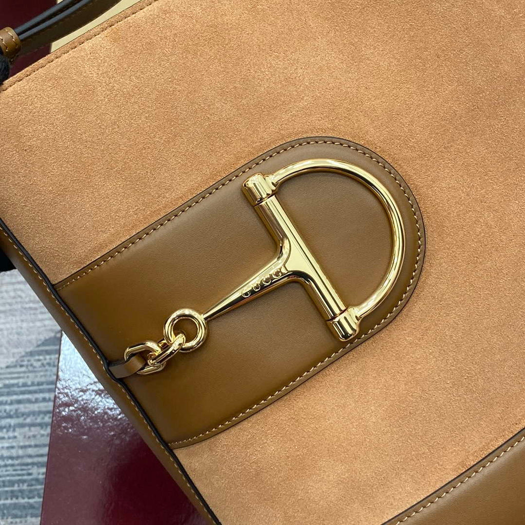 Gucci 833660 Gucci 73 Medium Bucket Bag Brown Suede