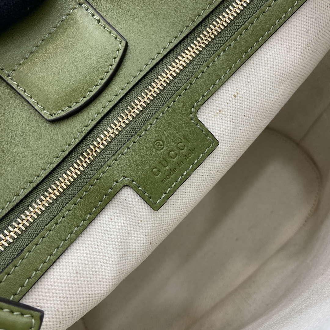 Gucci 833660 Gucci 73 Medium Bucket Bag Green smooth leather - Default Title - View 10