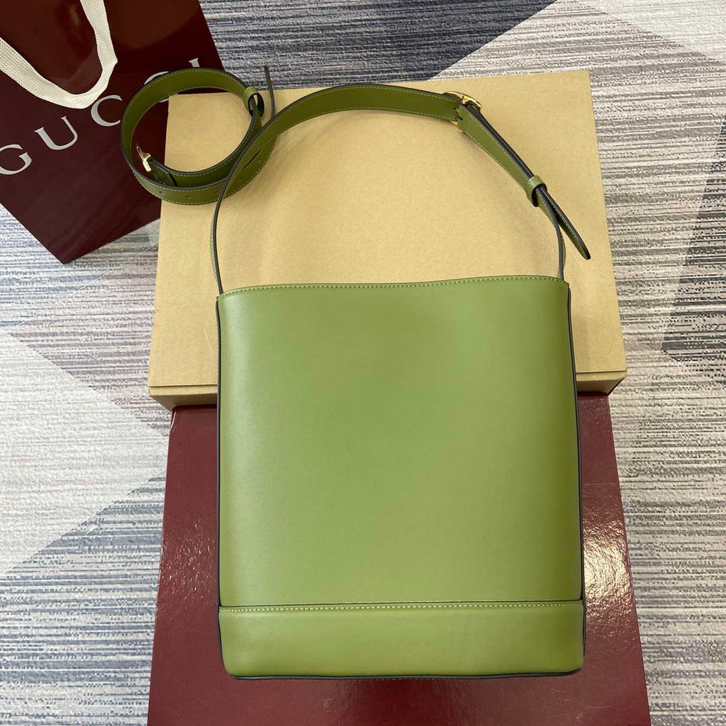 Gucci 833660 Gucci 73 Medium Bucket Bag Green smooth leather