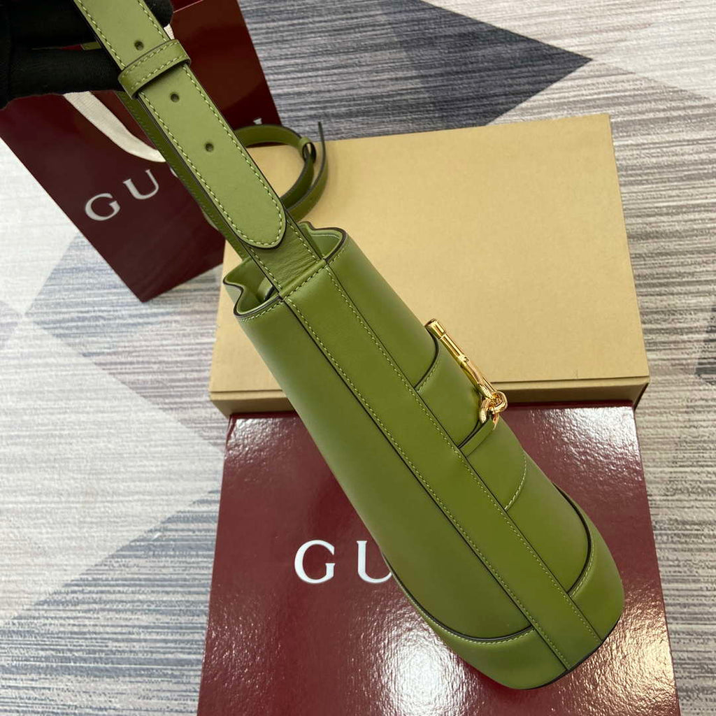 Gucci 833660 Gucci 73 Medium Bucket Bag Green smooth leather