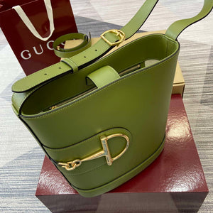 Gucci 833660 Gucci 73 Medium Bucket Bag Green smooth leather - Default Title - View 4