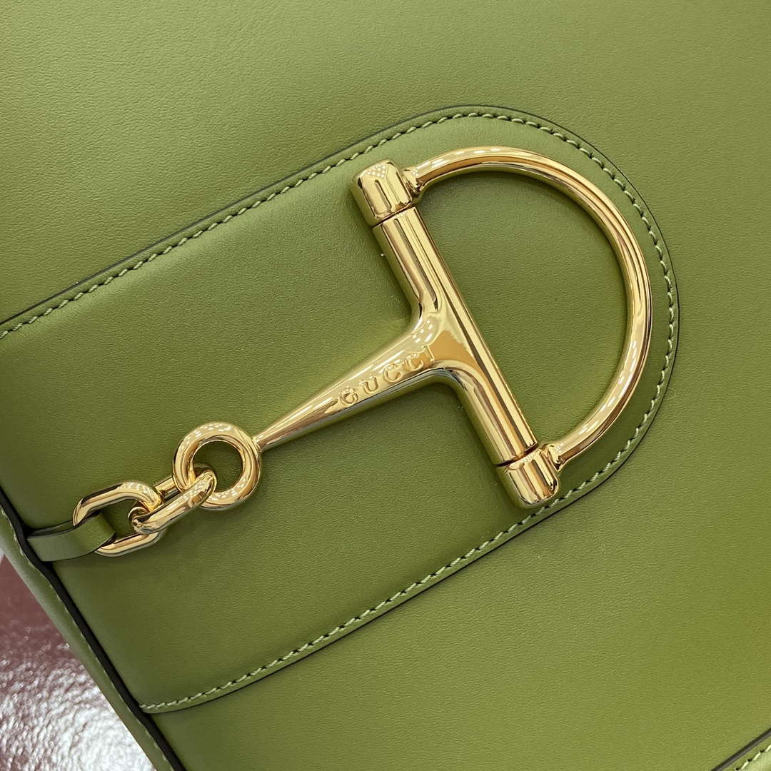 Gucci 833660 Gucci 73 Medium Bucket Bag Green smooth leather - Default Title - View 6