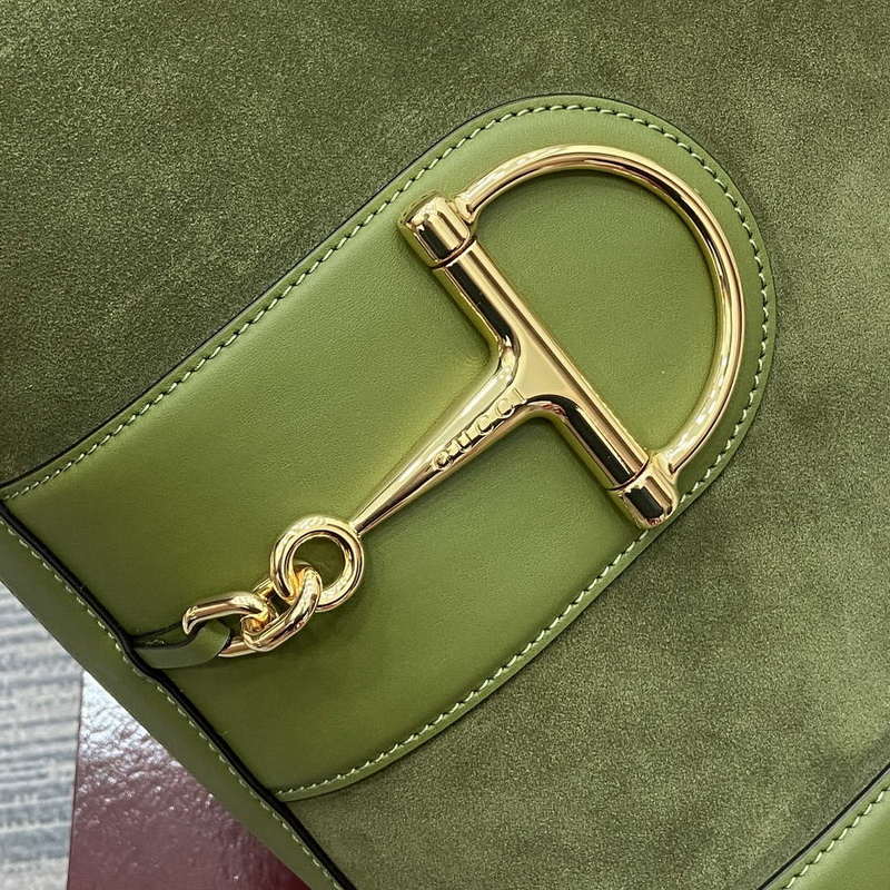 Gucci 833660 Gucci 73 Medium Bucket Bag Green Suede - Default Title - View 7