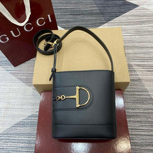 Gucci 833665 Gucci 73 Small Bucket Bag Black Leather - Default Title - View 1
