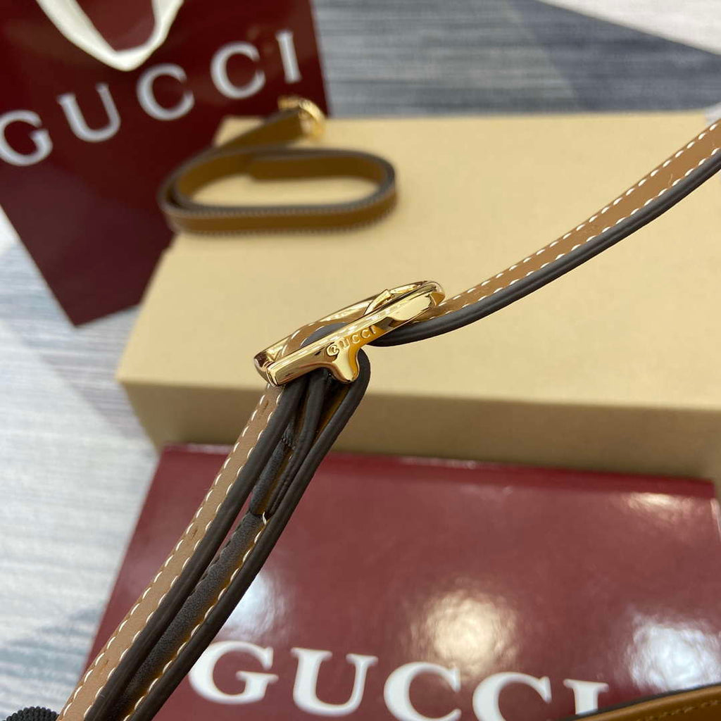 Gucci 833665 Gucci 73 Small Bucket Bag Brown Leather