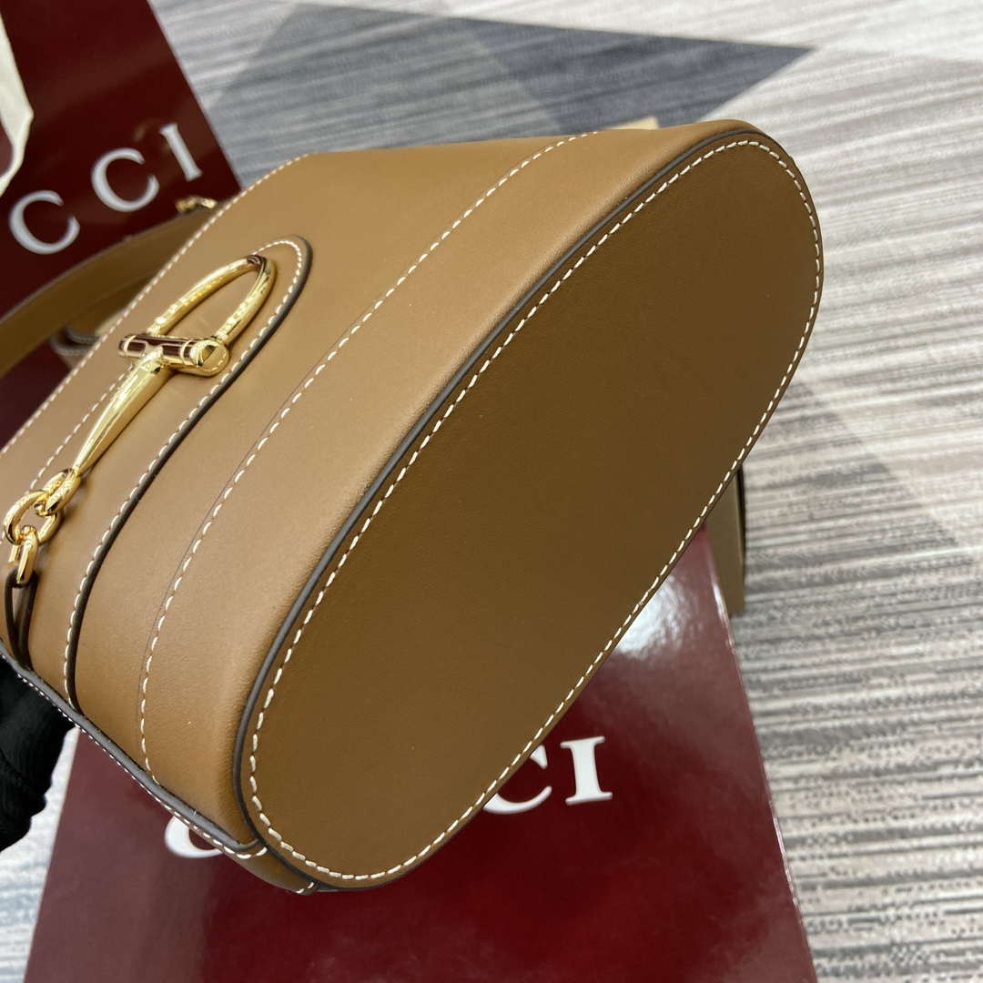 Gucci 833665 Gucci 73 Small Bucket Bag Brown Leather - Default Title - View 7