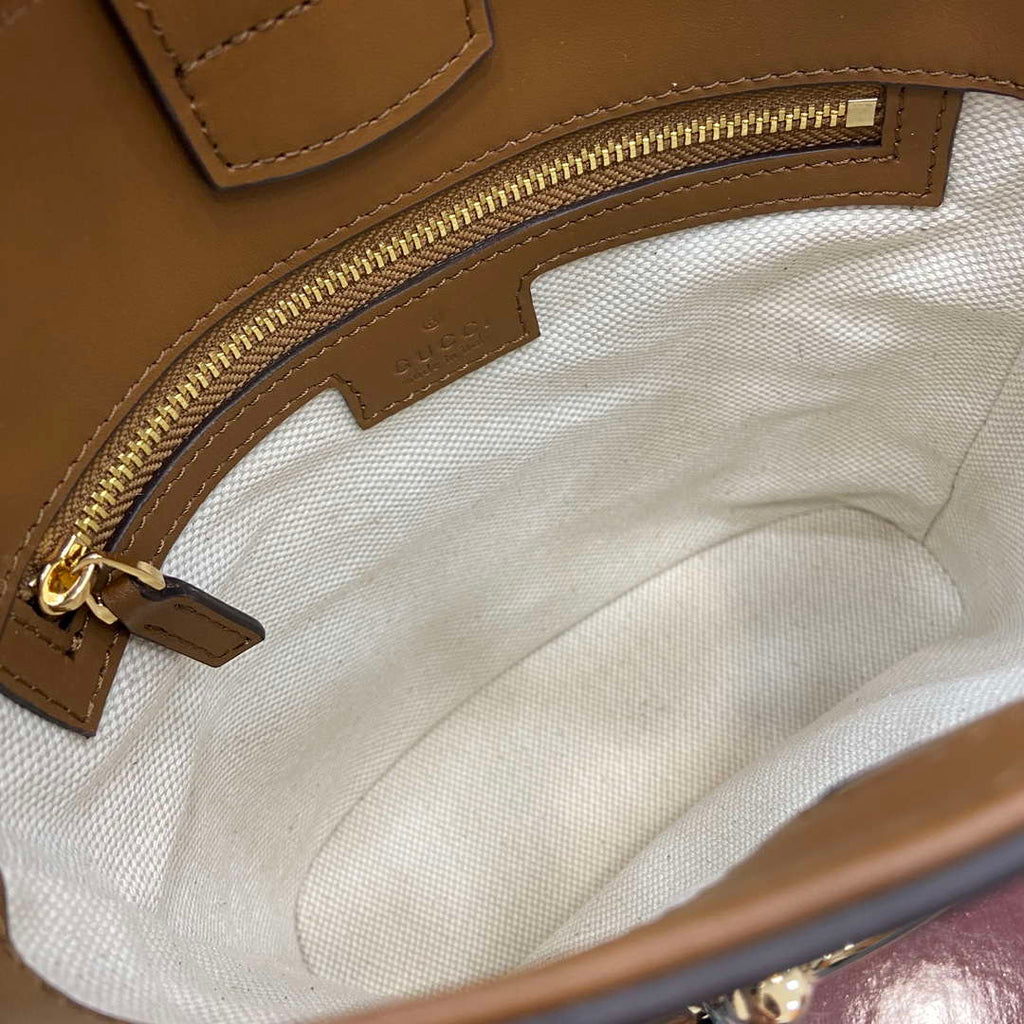 Gucci 833665 Gucci 73 Small Bucket Bag Brown Leather