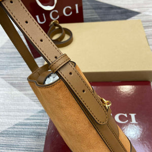 Gucci 833665 Gucci 73 Small Bucket Bag Brown Suede - Default Title - View 4