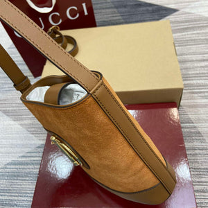 Gucci 833665 Gucci 73 Small Bucket Bag Brown Suede - Default Title - View 5
