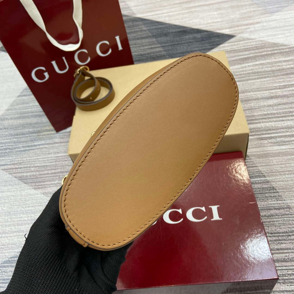 Gucci 833665 Gucci 73 Small Bucket Bag Brown Suede