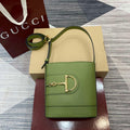 Gucci 833665 Gucci 73 Small Bucket Bag Green Leather - Default Title - View 1