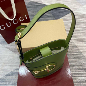 Gucci 833665 Gucci 73 Small Bucket Bag Green Leather - Default Title - View 4
