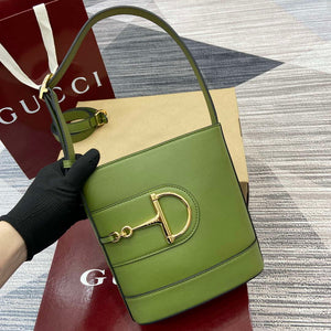 Gucci 833665 Gucci 73 Small Bucket Bag Green Leather - Default Title - View 7
