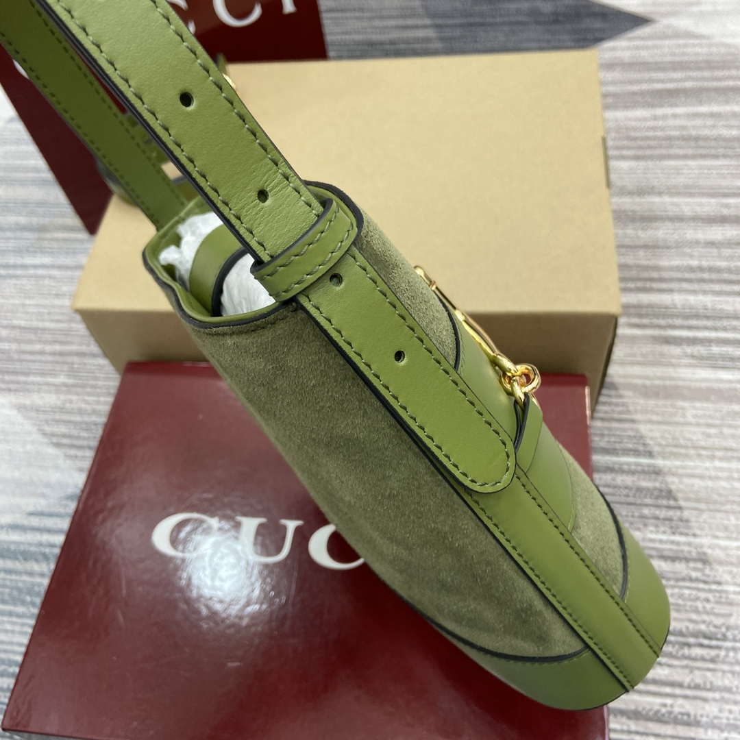 Gucci 833665 Gucci 73 Small Bucket Bag Green Suede - Default Title - View 4