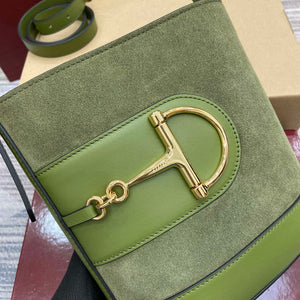 Gucci 833665 Gucci 73 Small Bucket Bag Green Suede - Default Title - View 6