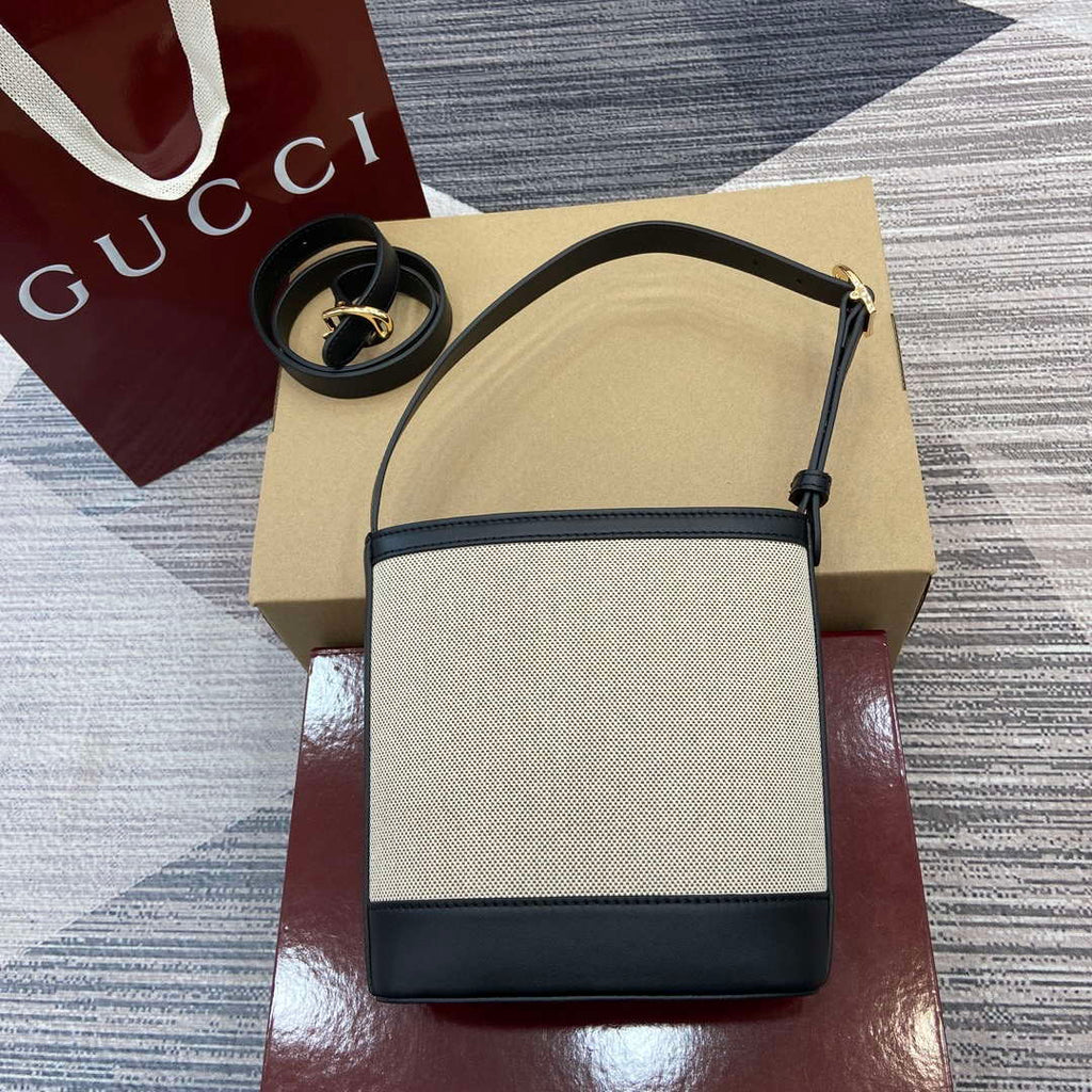 Gucci 833665 Gucci 73 Small Bucket Bag Natural Canvas