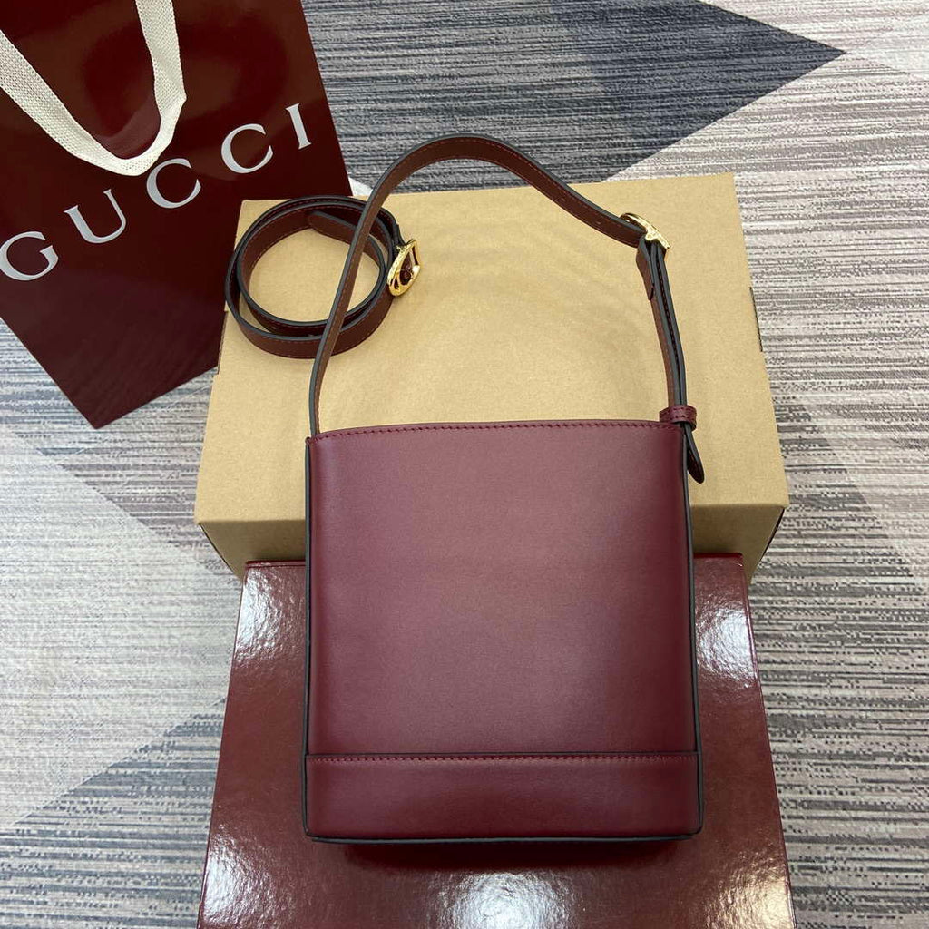 Gucci 833665 Gucci 73 Small Bucket Bag Red Leather