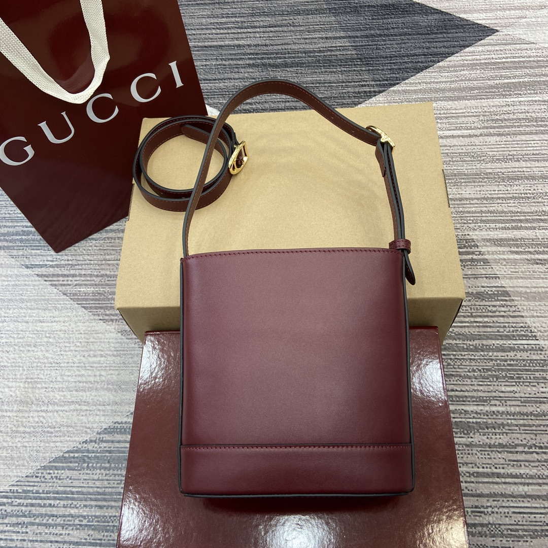 Gucci 833665 Gucci 73 Small Bucket Bag Red Leather