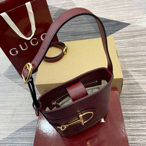 Gucci 833665 Gucci 73 Small Bucket Bag Red Leather - Default Title - View 4