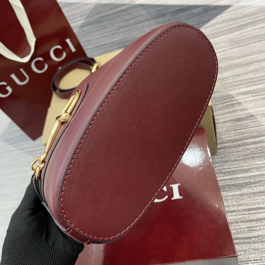 Gucci 833665 Gucci 73 Small Bucket Bag Red Leather - Default Title - View 6